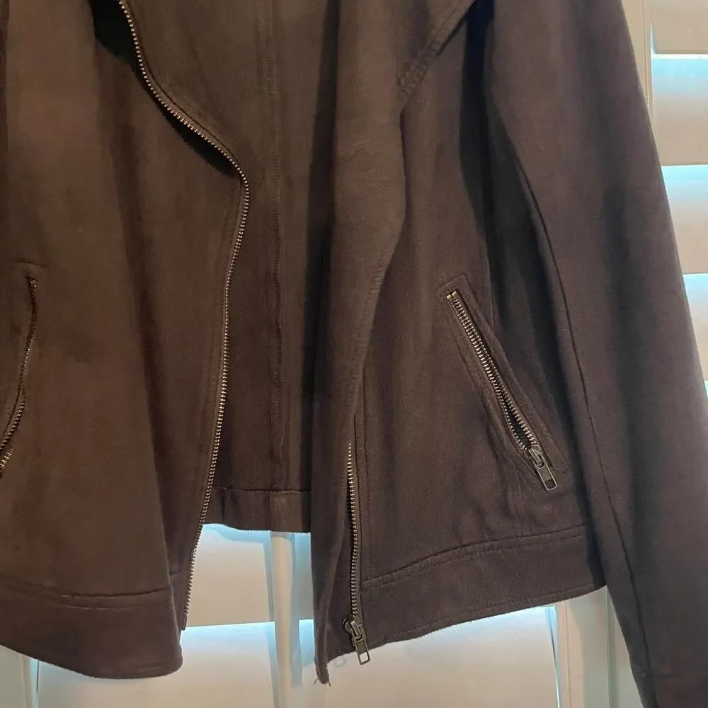 Free-people style women's brown suede feeling jacket